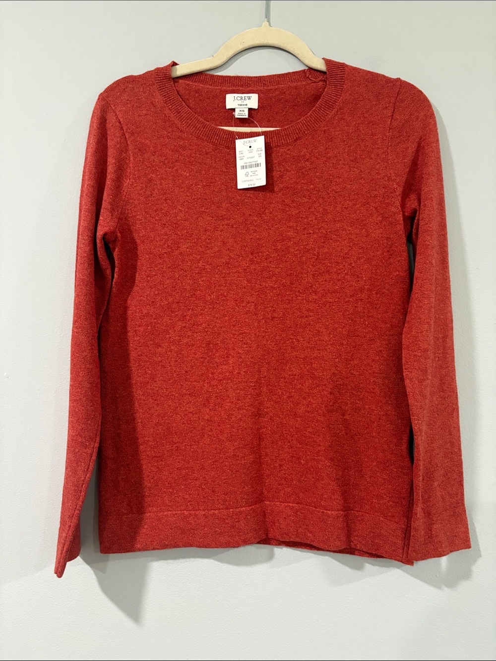 j CREW RUST RED TEDDIE WOOL COTTON LIGHTWEIGHT SWEATER SIZE/ XS